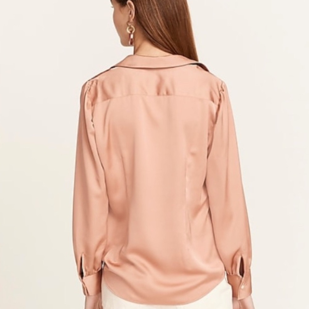 J. Crew Collared Satin Pop over Long-Sleeve elegant minimalist work top edgy - Picture 3 of 10